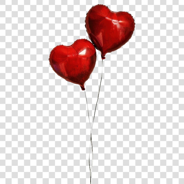 Ballons rouges romantiques en forme de cœur de PNG