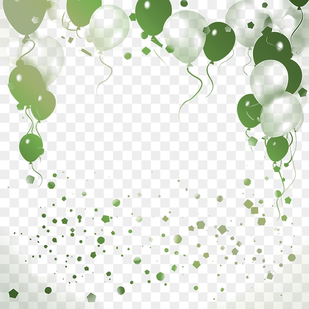 PSD ballons verts et verts avec un fond vert avec une place pour le texte