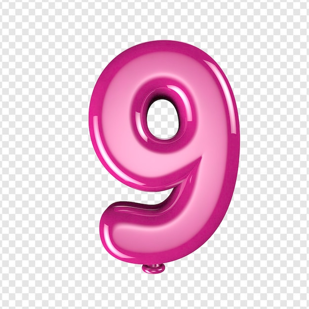 BALLOON NUMBER 9 IN 3D PINK