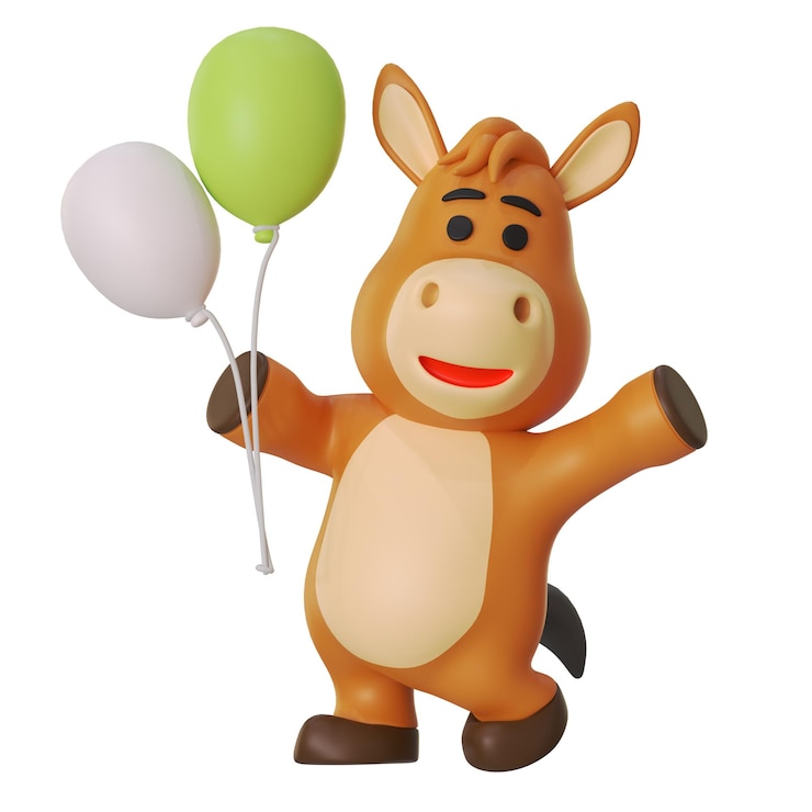PSD balloons party horse mascot animal 3d