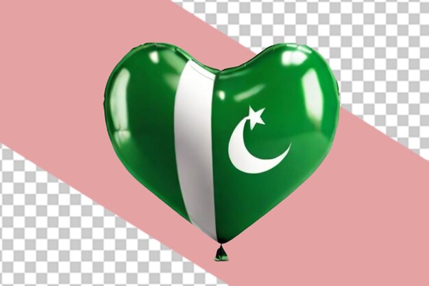 Balões 3d em forma de coração com bandeira do paquistão