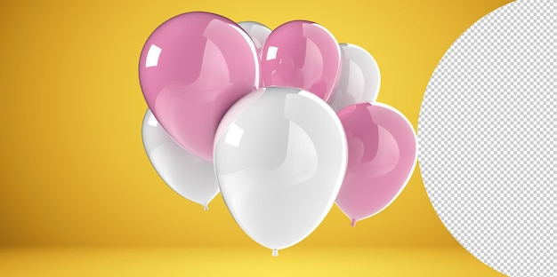 Balões 3d render ilustração para celebração ou festa de aniversário