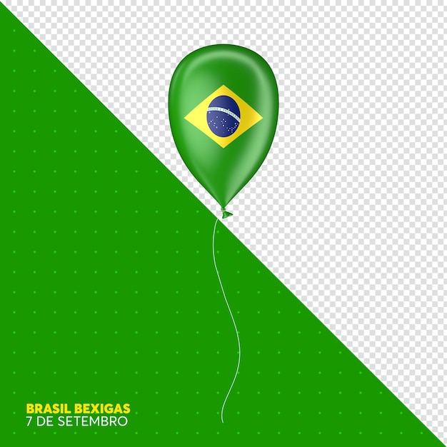 PSD balões com bandeira do brasil em renderização 3d realista