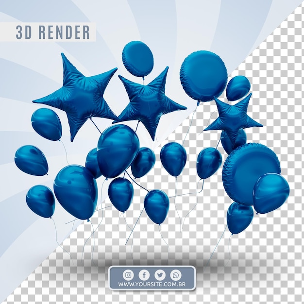 balões de aniversário 3d para empresas e eventos PSD Premium