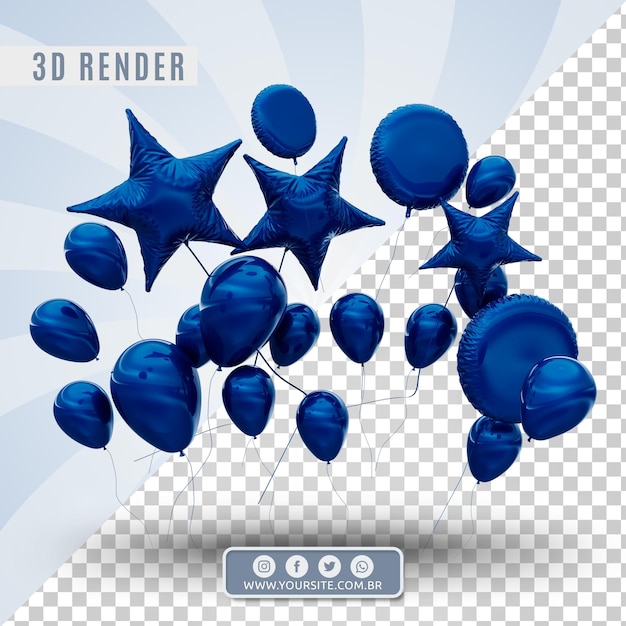balões de aniversário 3d para empresas e eventos PSD Premium