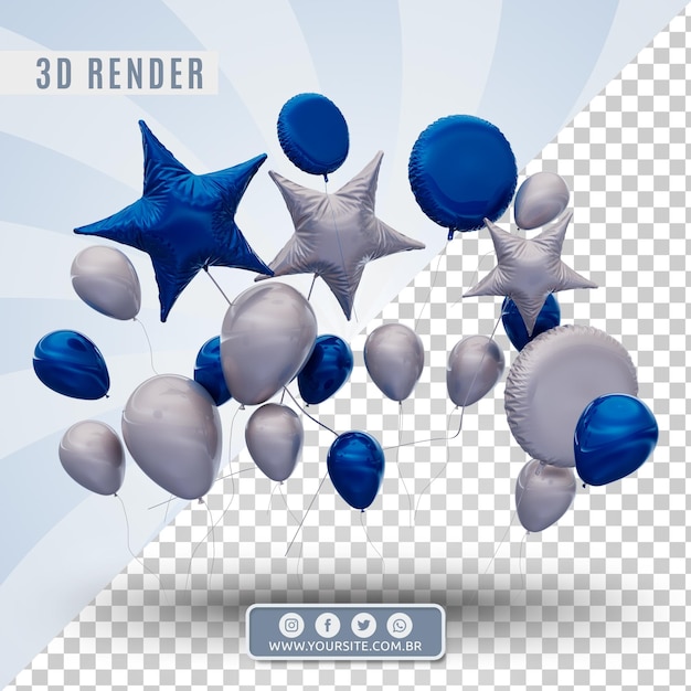 balões de aniversário 3d para empresas e eventos PSD Premium
