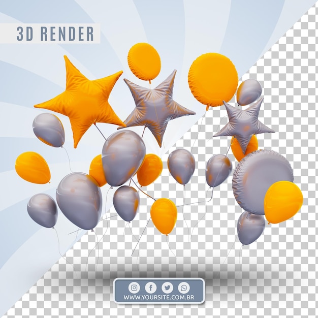 balões de aniversário 3d para empresas e eventos PSD Premium