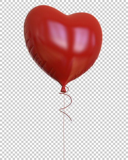 Balões de coração na ilustração de renderização 3d de fundo transparente