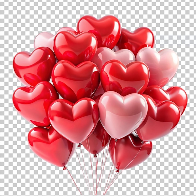 PSD balões de coração para o dia dos namorados em fundo transparente