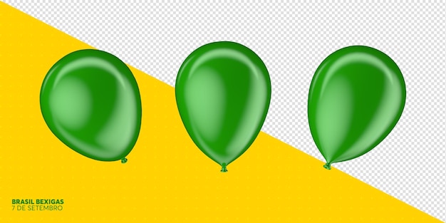 PSD balões de festa psd com bandeira do brasil em renderização realista em 3d