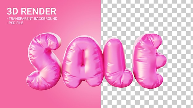 Balões de hélio de renderização 3d em forma de venda de cartas