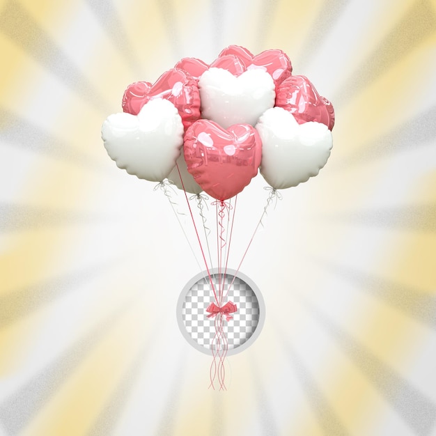 Balões de hélio em cores pastel suaves casamento de Dia dos Namorados e balão de aniversário renderização 3D