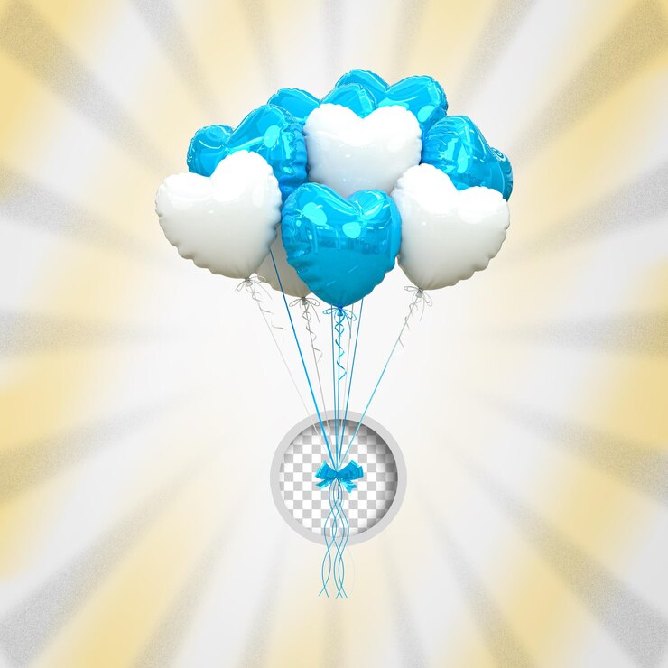 PSD balões de hélio em cores pastel suaves casamento de dia dos namorados e balão de aniversário renderização 3d