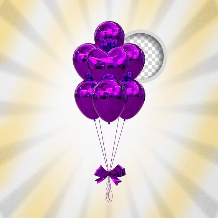 PSD balões de hélio em cores pastel suaves casamento de dia dos namorados e balão de aniversário renderização 3d