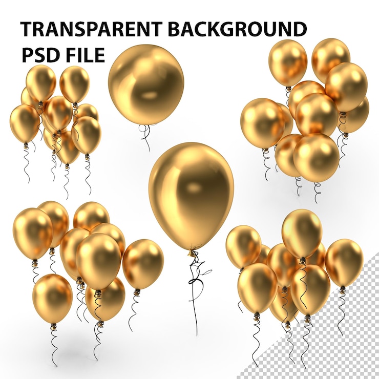 PSD balões de ouro png