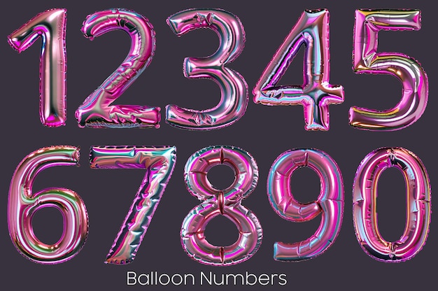 PSD balões infláveis 3d cooper números psd transparente