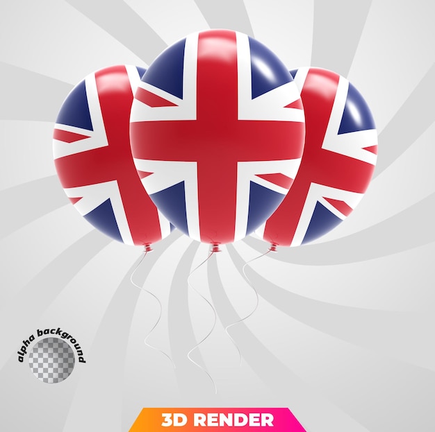 Balões Reino Unido renderização em 3d