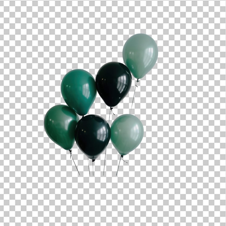 PSD balões verdes mistos balões de festa png em fundo transparente