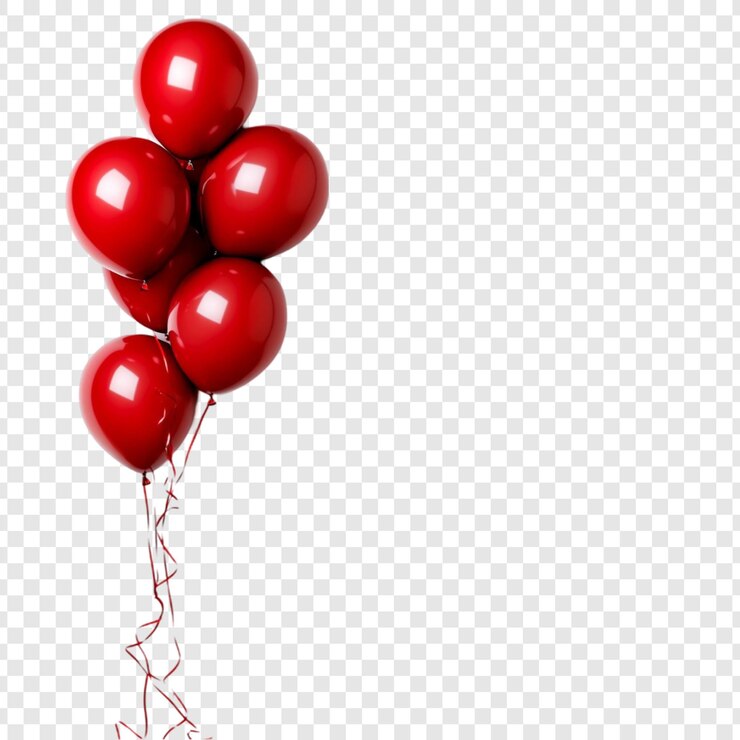 PSD balões vermelhos flutuantes celebração festiva ocasião alegre decorações de festas cores brilhantes momentos felizes balões de ar suplementos de celebração de superfície brilhante