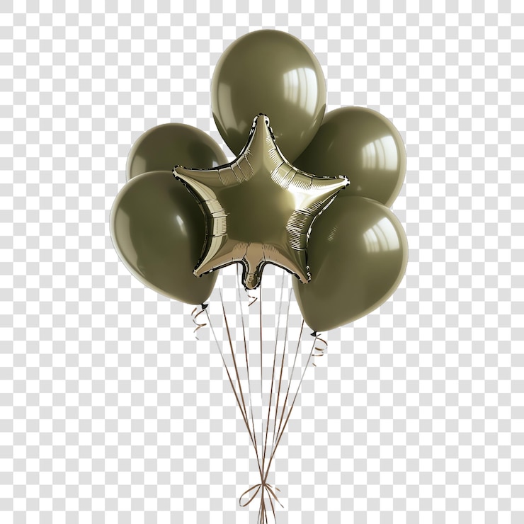 PSD balón de aluminio en forma de estrella de oliva aislado sobre un fondo transparente