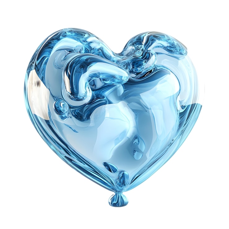 PSD balón de corazón azul de vidrio