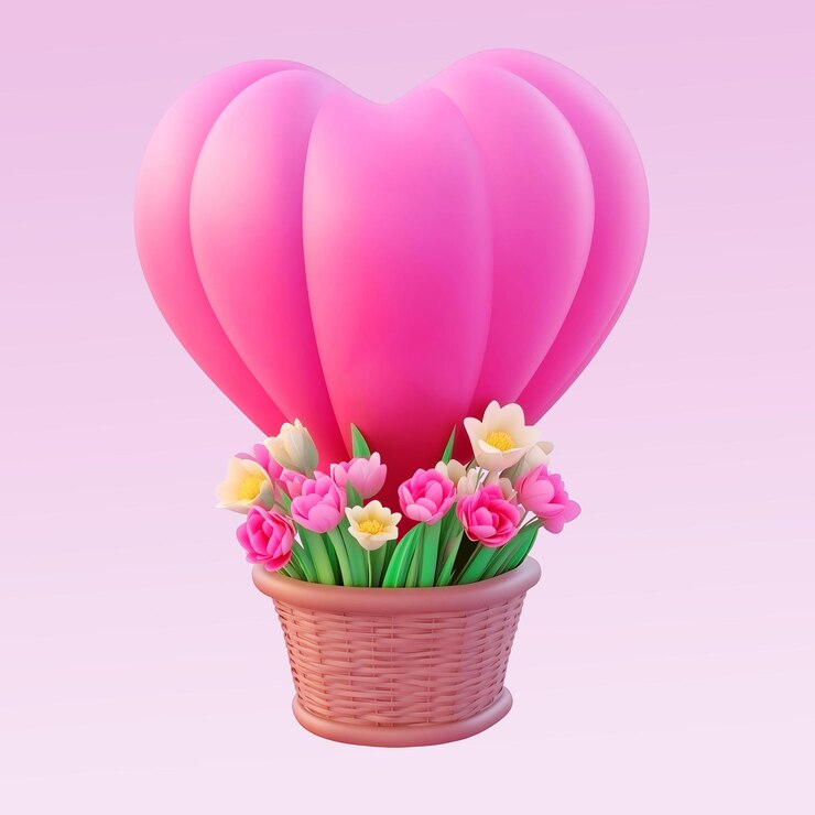 Balón de corazón con flores