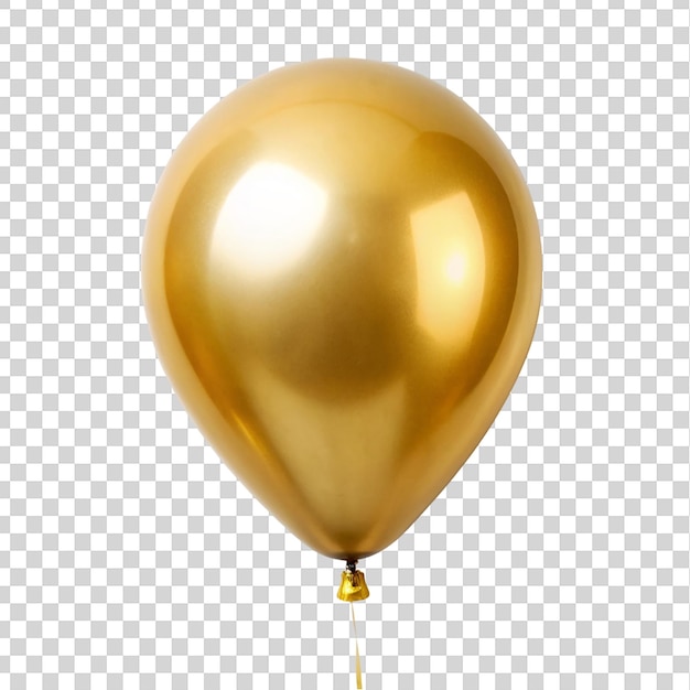 Balón dorado realista con cinta aislada sobre un fondo transparente