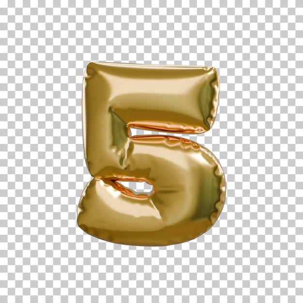 Balón dorado transparente número cinco