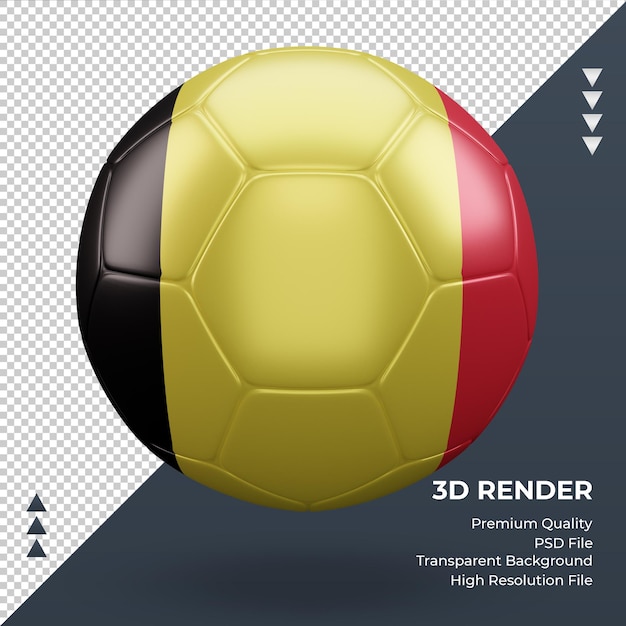 PSD balón de fútbol bandera de bélgica renderizado 3d realista vista frontal