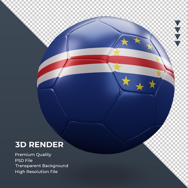 PSD balón de fútbol bandera de cabo verde renderizado 3d realista vista izquierda