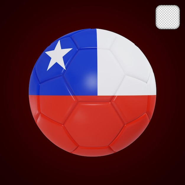 Balón de fútbol con la bandera de chile ilustración 3d