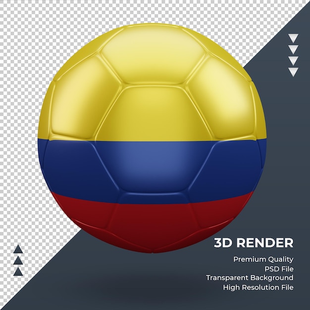 Balón de fútbol bandera de Colombia renderizado 3d realista vista frontal