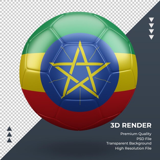 Balón de fútbol bandera de etiopía vista frontal de renderizado 3d realista