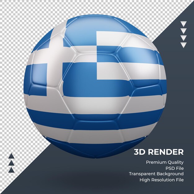 PSD balón de fútbol bandera de grecia renderizado 3d realista vista frontal