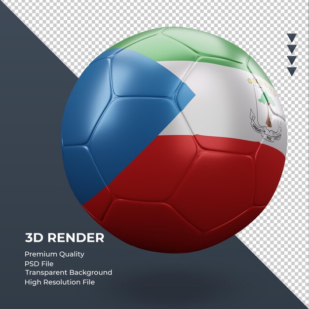 Balón de fútbol bandera de Guinea Ecuatorial renderizado 3d realista vista izquierda