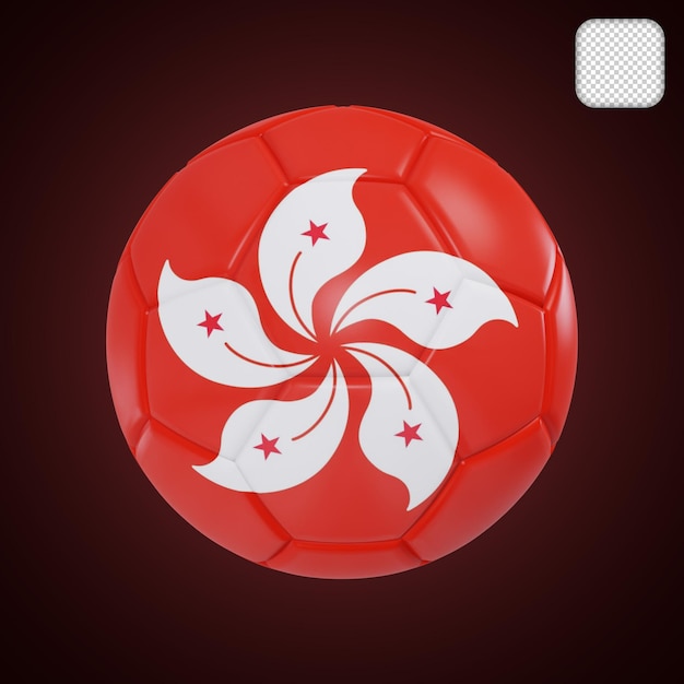 PSD balón de fútbol con la bandera de hong kong ilustración 3d