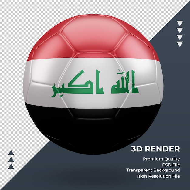 Balón de fútbol bandera de irak renderizado 3d realista vista frontal