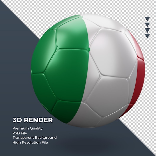 Balón de fútbol bandera de italia renderizado 3d realista vista izquierda