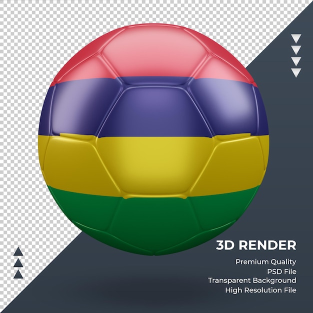 Balón de fútbol bandera de mauricio renderizado 3d realista vista frontal