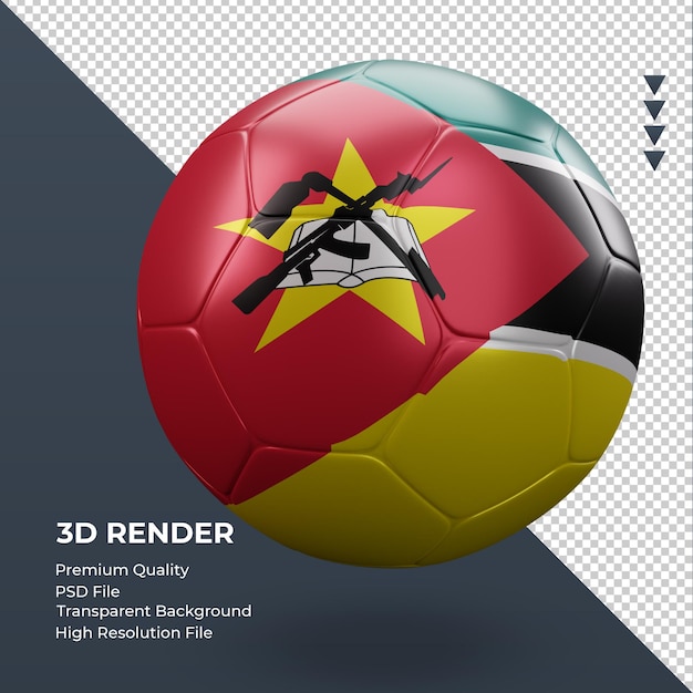 Balón de fútbol bandera de mozambique renderizado 3d realista vista izquierda