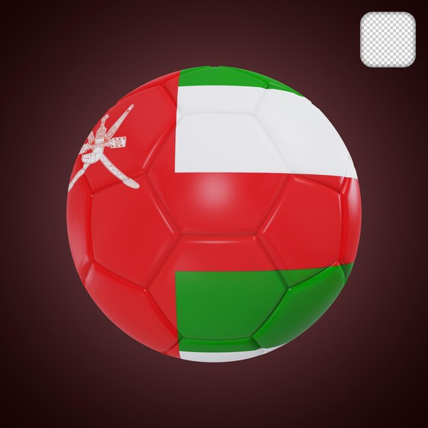 Balón de fútbol con la bandera de Omán ilustración 3d