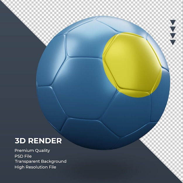 Balón de fútbol bandera de palau renderizado 3d realista vista izquierda