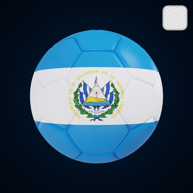 PSD balón de fútbol con la bandera de el salvador ilustración 3d