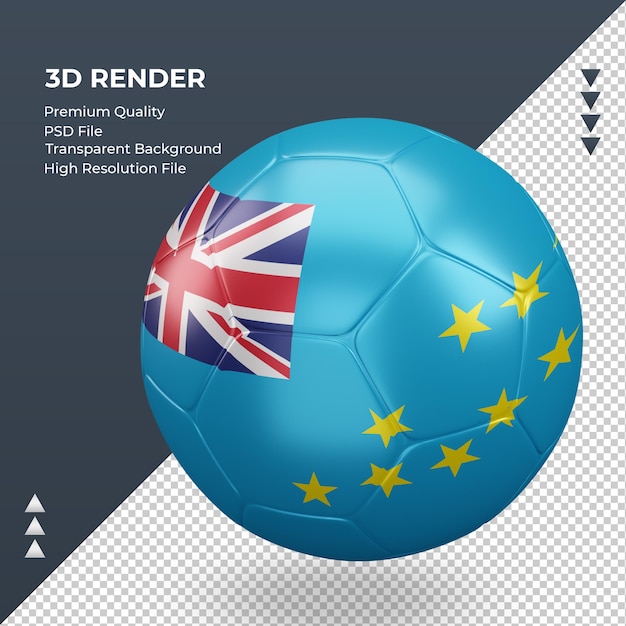 Balón de fútbol bandera de Tuvalu representación 3d realista vista derecha