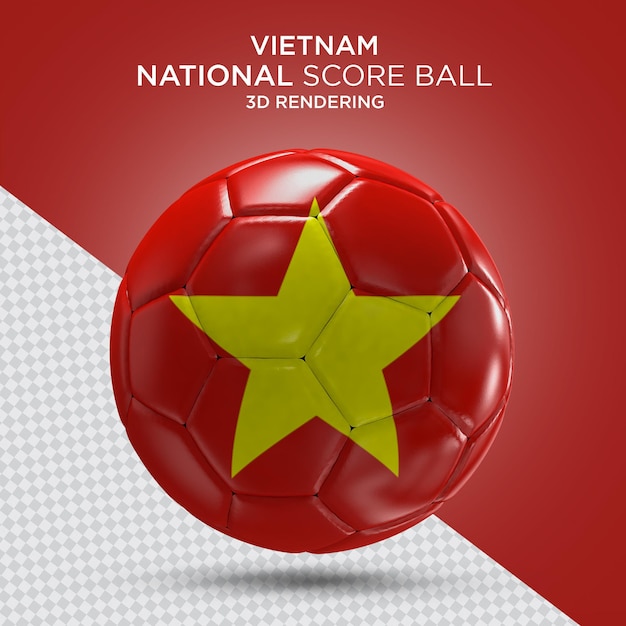 Balón de fútbol con bandera vietnamita renderizado 3d realista