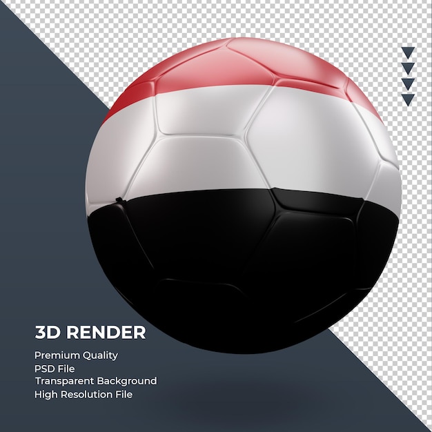 Balón de fútbol bandera de yemen renderizado 3d realista vista izquierda