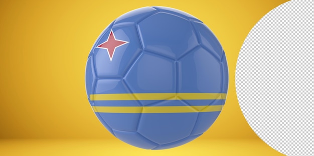 Balón de fútbol realista en 3d con la bandera de aruba aislado en fondo png transparente