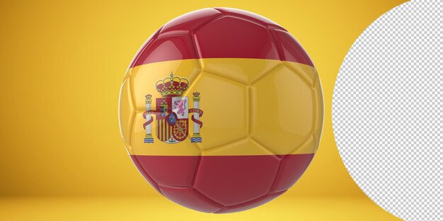 PSD balón de fútbol realista en 3d con la bandera de españa aislado en fondo png transparente