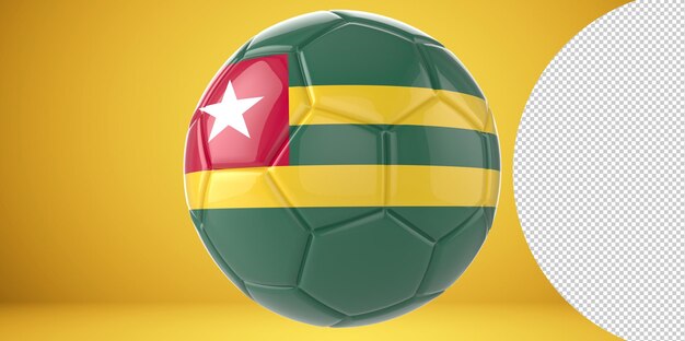 PSD balón de fútbol realista en 3d con la bandera de togo aislado en fondo png transparente