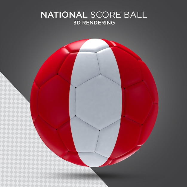 Balón de fútbol con la representación 3d realista de la bandera de Perú